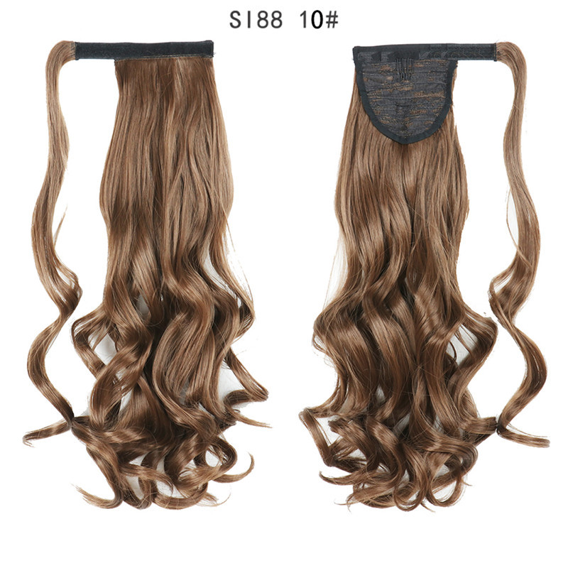 Long Wave Magic Paste Ponytails 22 inch Synthetic Curly Wavy Ponytail Wrap Around Clip in Hair Extension for Women