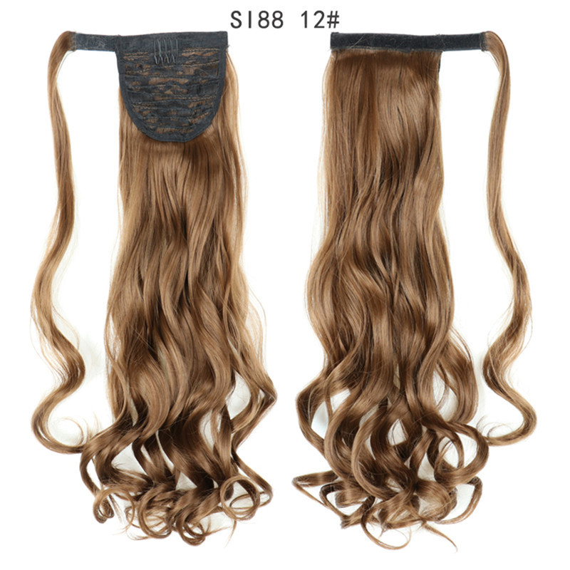 Long Wave Magic Paste Ponytails 22 inch Synthetic Curly Wavy Ponytail Wrap Around Clip in Hair Extension for Women