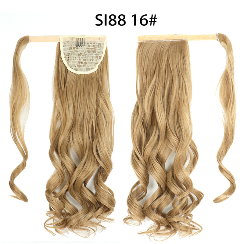 Long Wave Magic Paste Ponytails 22 inch Synthetic Curly Wavy Ponytail Wrap Around Clip in Hair Extension for Women