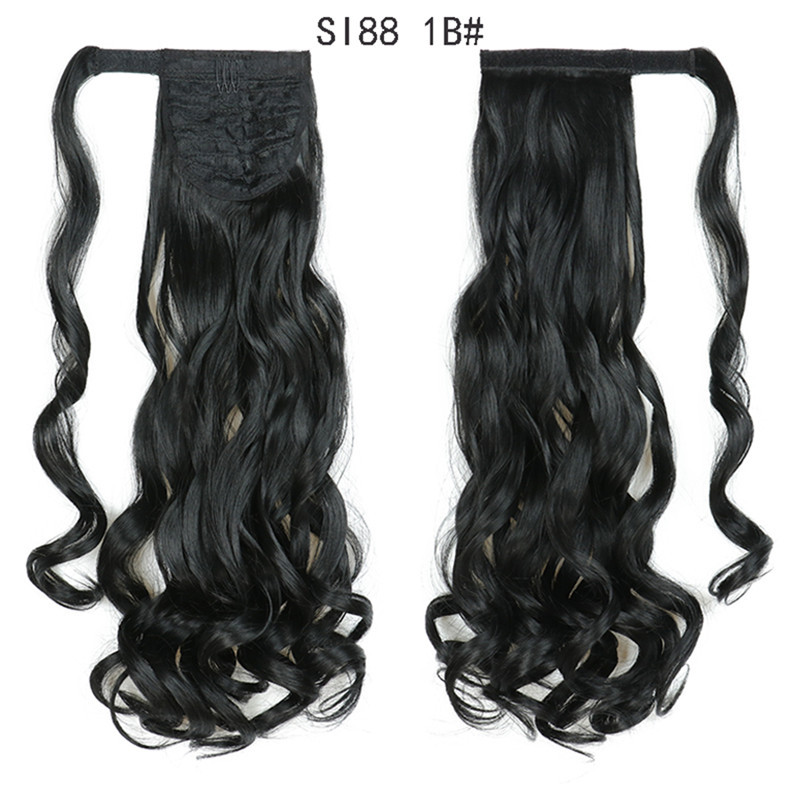 Long Wave Magic Paste Ponytails 22 inch Synthetic Curly Wavy Ponytail Wrap Around Clip in Hair Extension for Women