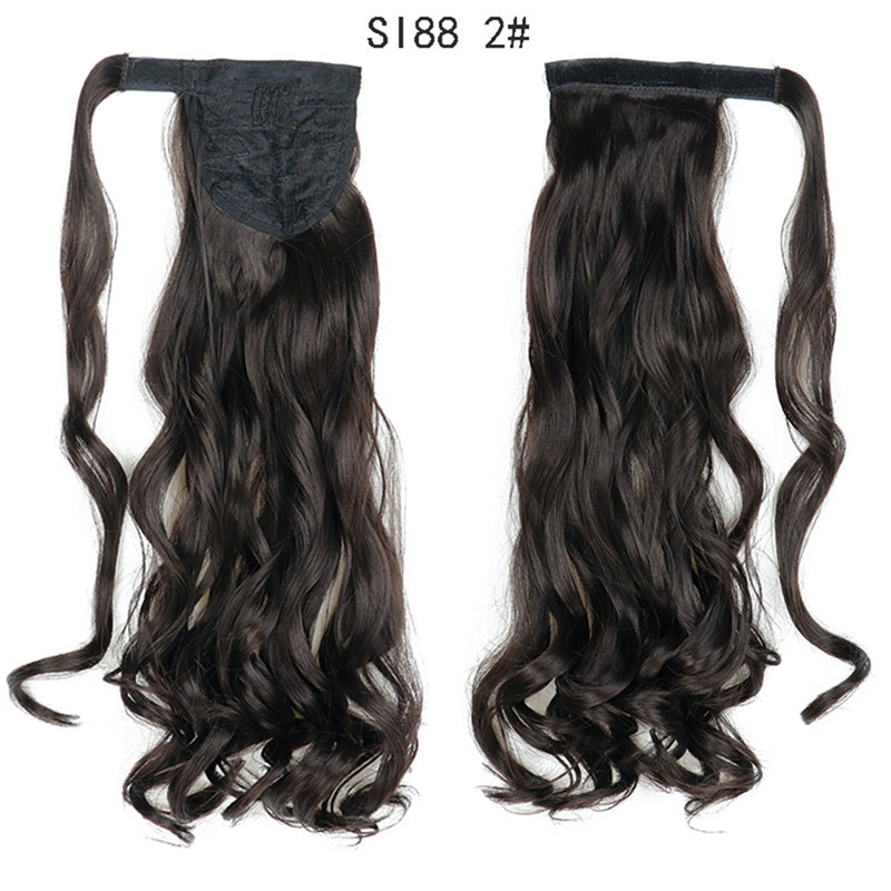 Long Wave Magic Paste Ponytails 22 inch Synthetic Curly Wavy Ponytail Wrap Around Clip in Hair Extension for Women