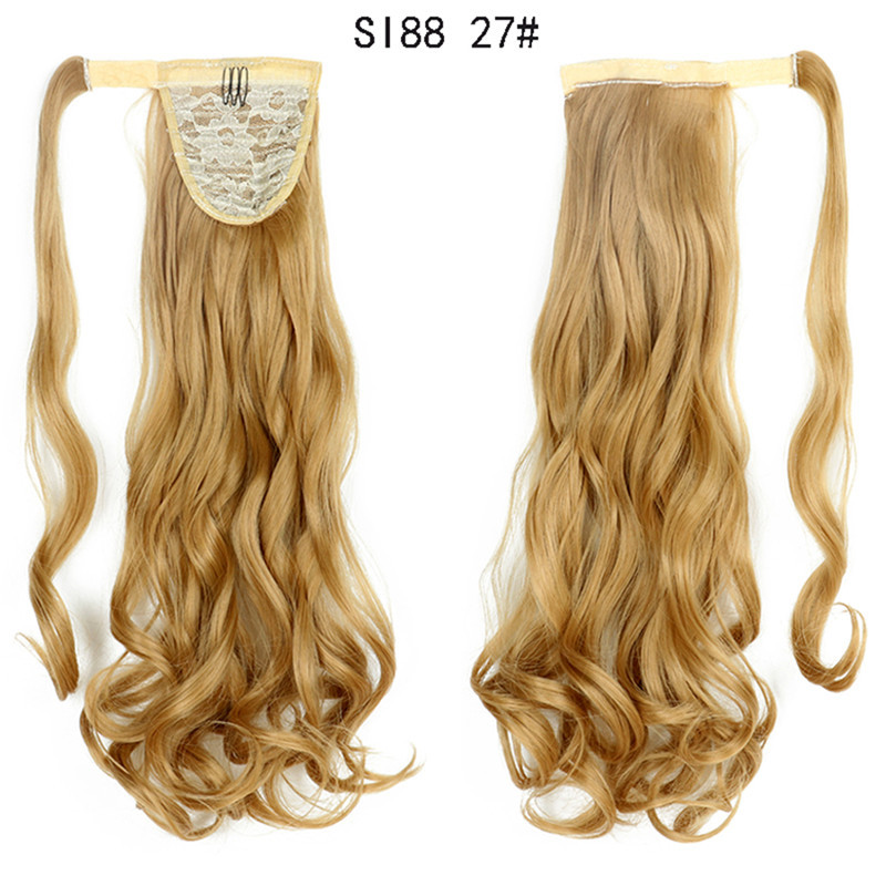Long Wave Magic Paste Ponytails 22 inch Synthetic Curly Wavy Ponytail Wrap Around Clip in Hair Extension for Women