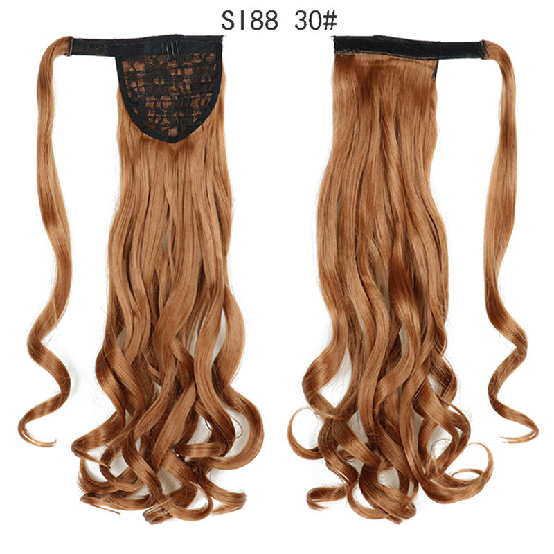 Long Wave Magic Paste Ponytails 22 inch Synthetic Curly Wavy Ponytail Wrap Around Clip in Hair Extension for Women