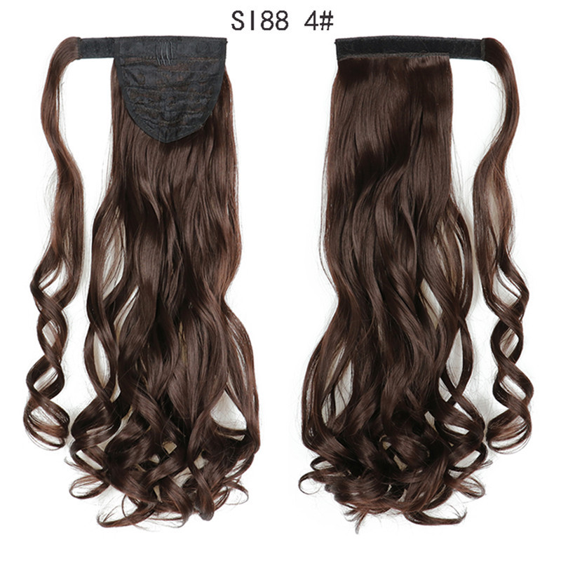 Long Wave Magic Paste Ponytails 22 inch Synthetic Curly Wavy Ponytail Wrap Around Clip in Hair Extension for Women