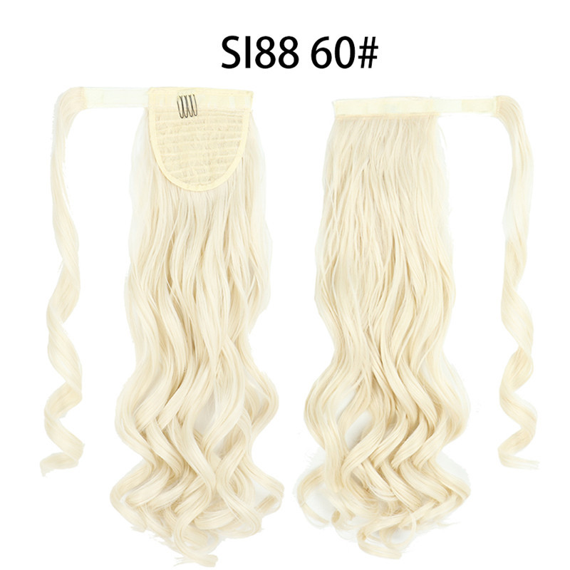 Magic Paste Ponytails 22 inch Synthetic Curly Wavy Ponytail Wrap Around Clip in Hair Extension for Women Girls Party Daily Use