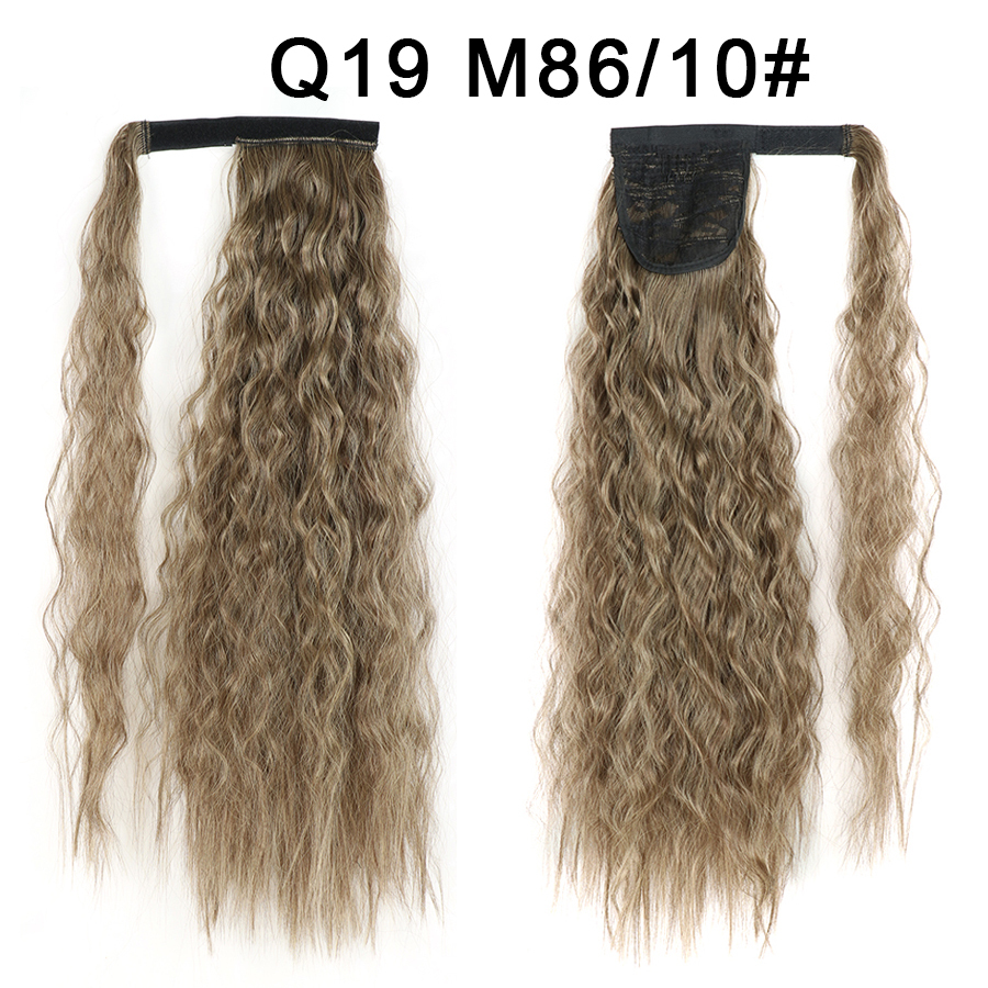 Synthetic Corn Wave Ponytail Extension Clip in Long Wavy Curly Wrap Around Pony Tail Heat Resistant Hairpiece for Women