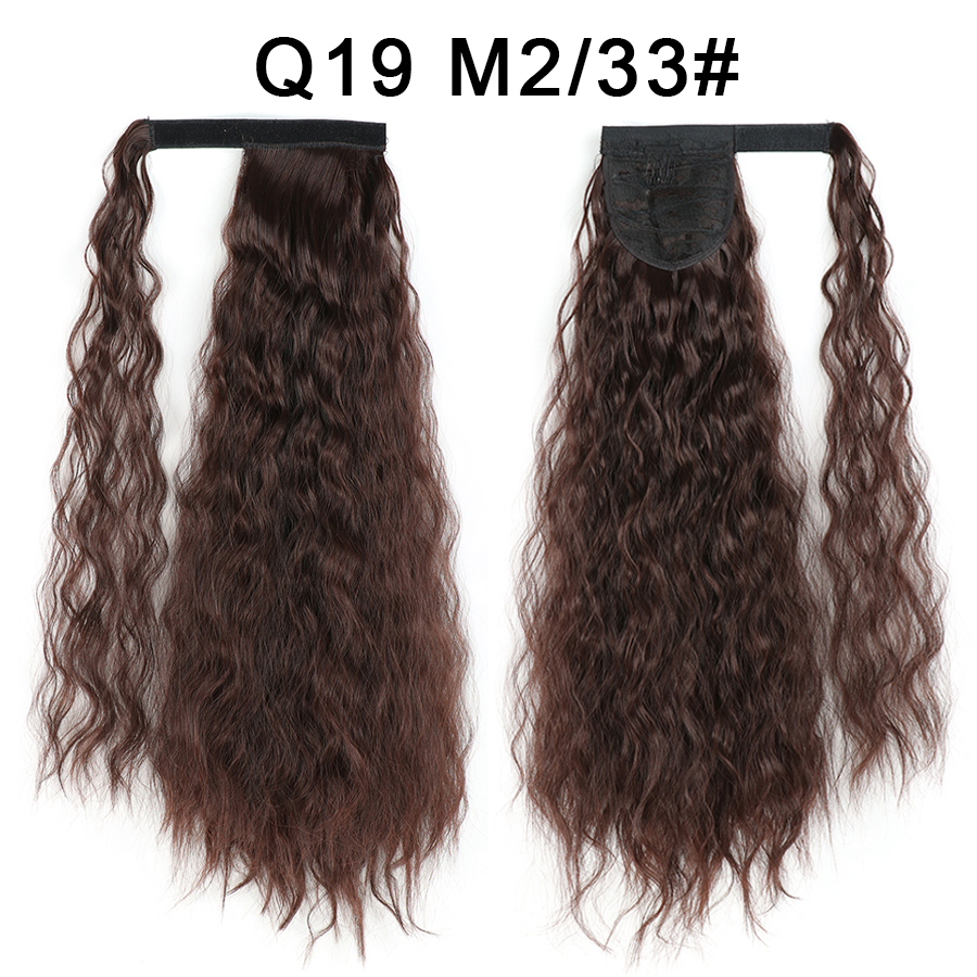 Synthetic Corn Wave Ponytail Extension Clip in Long Wavy Curly Wrap Around Pony Tail Heat Resistant Hairpiece for Women
