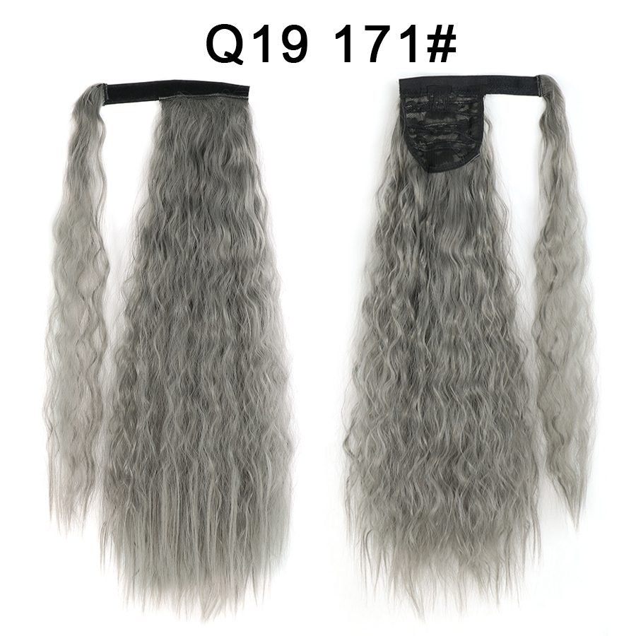 Synthetic Corn Wave Ponytail Extension Clip in Long Wavy Curly Wrap Around Pony Tail Heat Resistant Hairpiece for Women