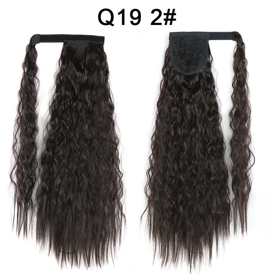 Synthetic Corn Wave Ponytail Extension Clip in Long Wavy Curly Wrap Around Pony Tail Heat Resistant Hairpiece for Women