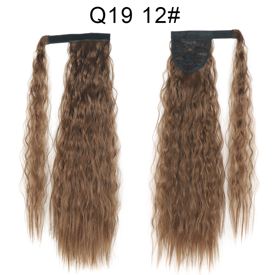 Synthetic Corn Wave Ponytail Extension Clip in Long Wavy Curly Wrap Around Pony Tail Heat Resistant Hairpiece for Women