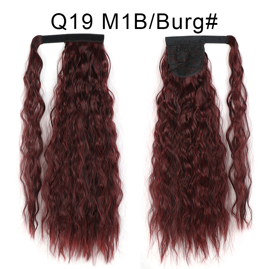 Synthetic Corn Wave Ponytail Extension Clip in Long Wavy Curly Wrap Around Pony Tail Heat Resistant Hairpiece for Women