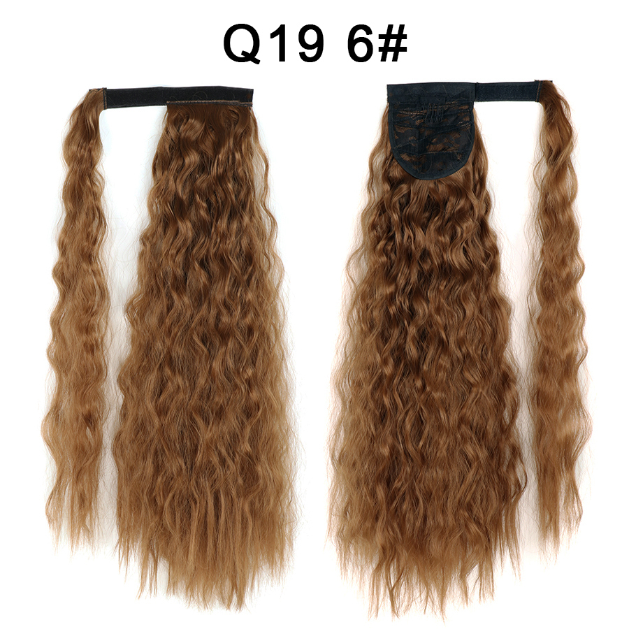 Synthetic Corn Wave Ponytail Extension Clip in Long Wavy Curly Wrap Around Pony Tail Heat Resistant Hairpiece for Women