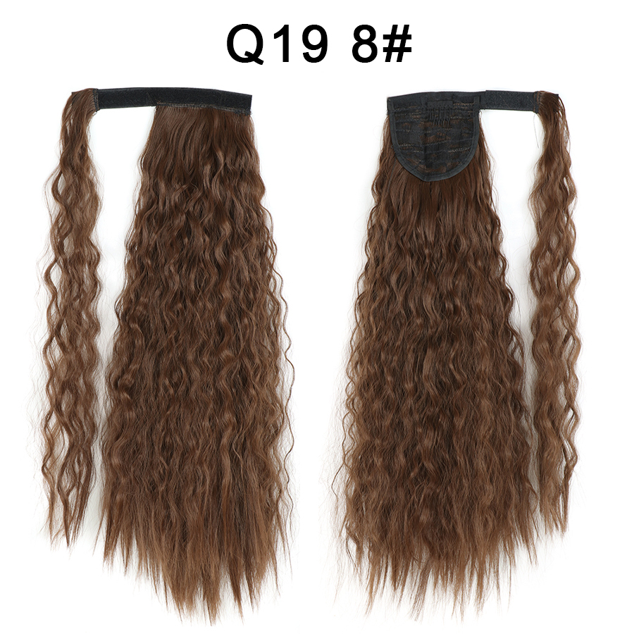 Synthetic Corn Wave Ponytail Extension Clip in Long Wavy Curly Wrap Around Pony Tail Heat Resistant Hairpiece for Women