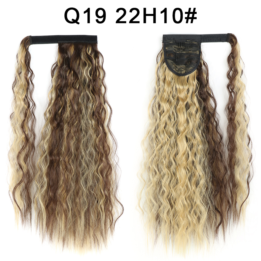 Synthetic Corn Wave Ponytail Extension Clip in Long Wavy Curly Wrap Around Pony Tail Heat Resistant Hairpiece for Women