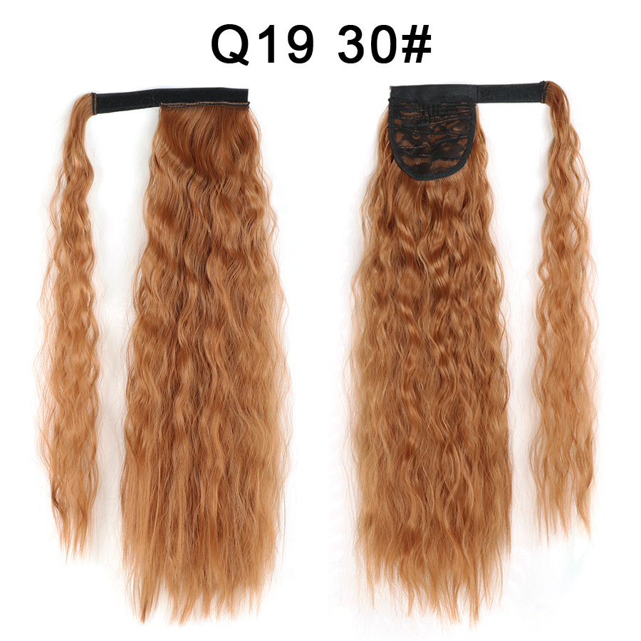 Synthetic Corn Wave Ponytail Extension Clip in Long Wavy Curly Wrap Around Pony Tail Heat Resistant Hairpiece for Women