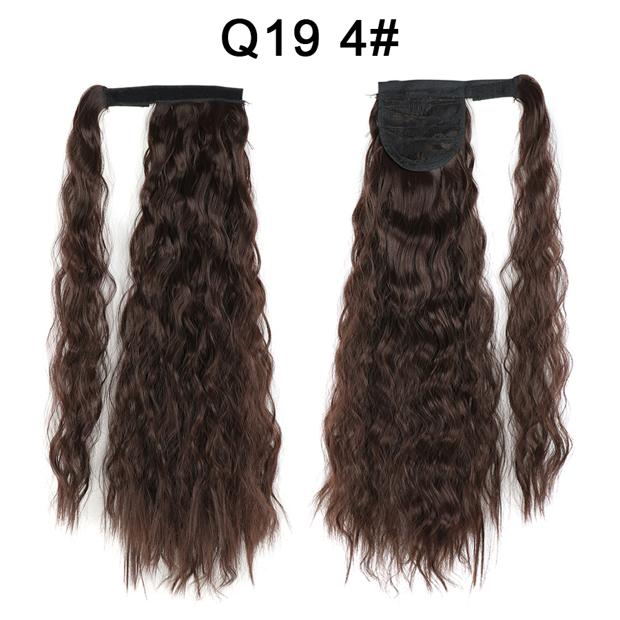 Synthetic Corn Wave Ponytail Extension Clip in Long Wavy Curly Wrap Around Pony Tail Heat Resistant Hairpiece for Women
