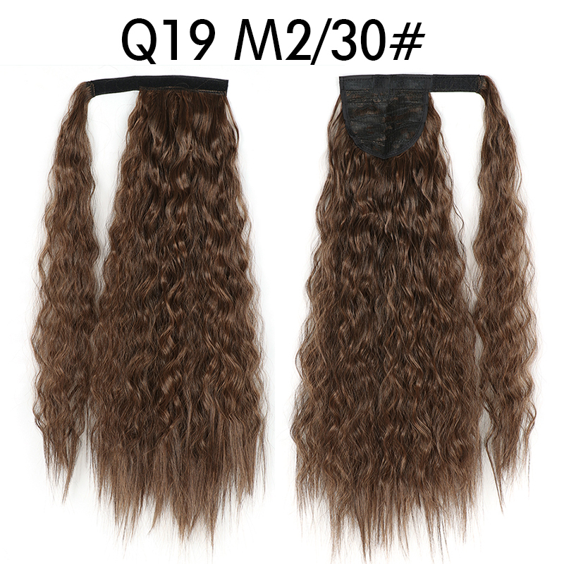 Synthetic Corn Wave Ponytail Extension Clip in Long Wavy Curly Wrap Around Pony Tail Heat Resistant Hairpiece for Women