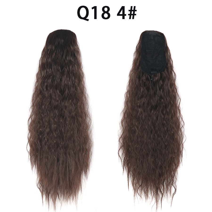 22 Inch 120Grams  Drawstring Ponytail Extension Curly Wave Long Ponytail Hair Extension Synthetic Corn Wavy Drawstring Ponytail Extensions