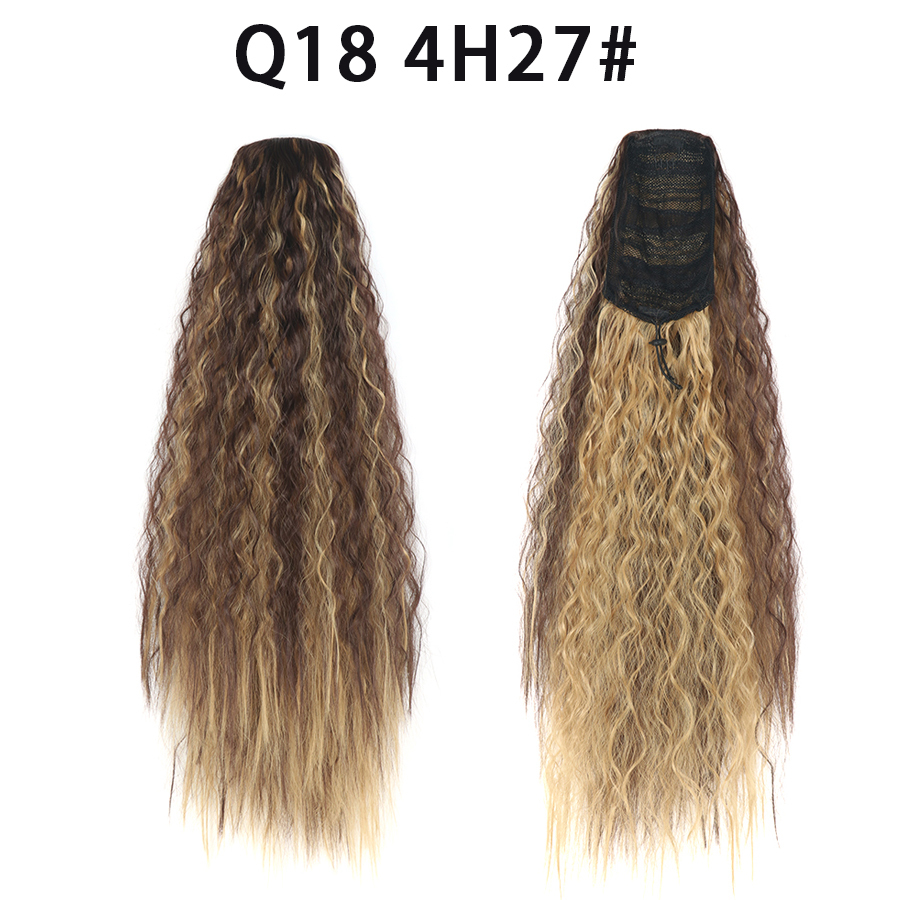 22 Inch 120Grams  Drawstring Ponytail Extension Curly Wave Long Ponytail Hair Extension Synthetic Corn Wavy Drawstring Ponytail Extensions