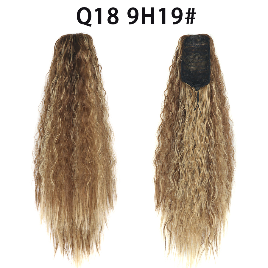 22 Inch 120Grams  Drawstring Ponytail Extension Curly Wave Long Ponytail Hair Extension Synthetic Corn Wavy Drawstring Ponytail Extensions