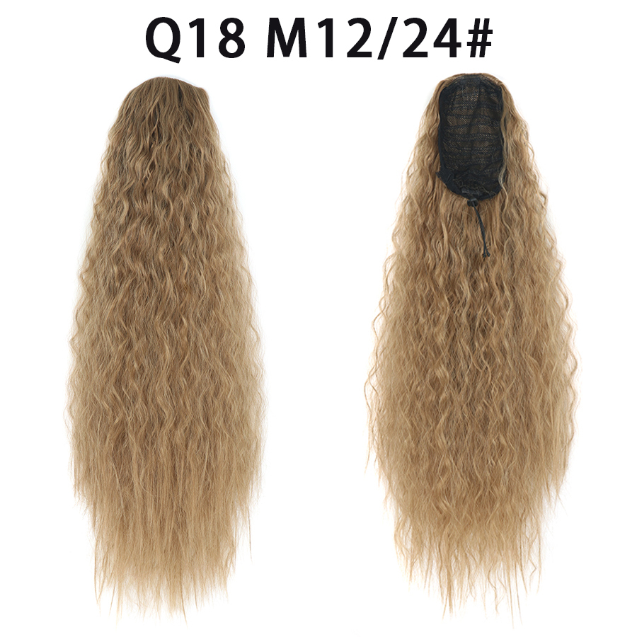 22 Inch 120Grams  Drawstring Ponytail Extension Curly Wave Long Ponytail Hair Extension Synthetic Corn Wavy Drawstring Ponytail Extensions