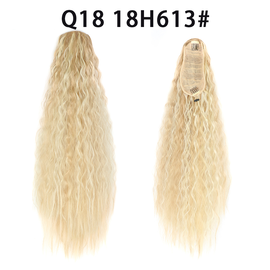 22 Inch 120Grams  Drawstring Ponytail Extension Curly Wave Long Ponytail Hair Extension Synthetic Corn Wavy Drawstring Ponytail Extensions