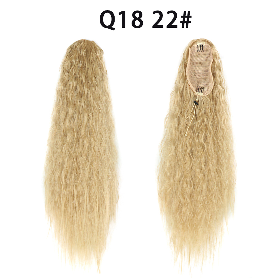 22 Inch 120Grams  Drawstring Ponytail Extension Curly Wave Long Ponytail Hair Extension Synthetic Corn Wavy Drawstring Ponytail Extensions