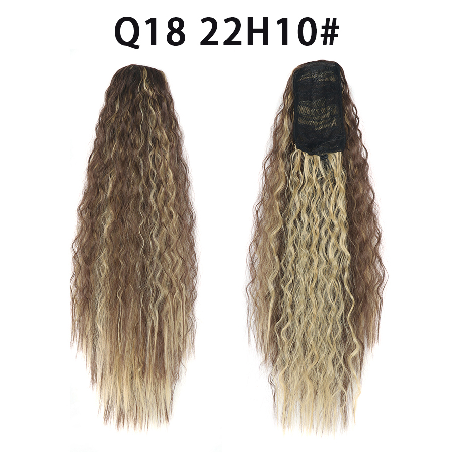 22 Inch 120Grams  Drawstring Ponytail Extension Curly Wave Long Ponytail Hair Extension Synthetic Corn Wavy Drawstring Ponytail Extensions