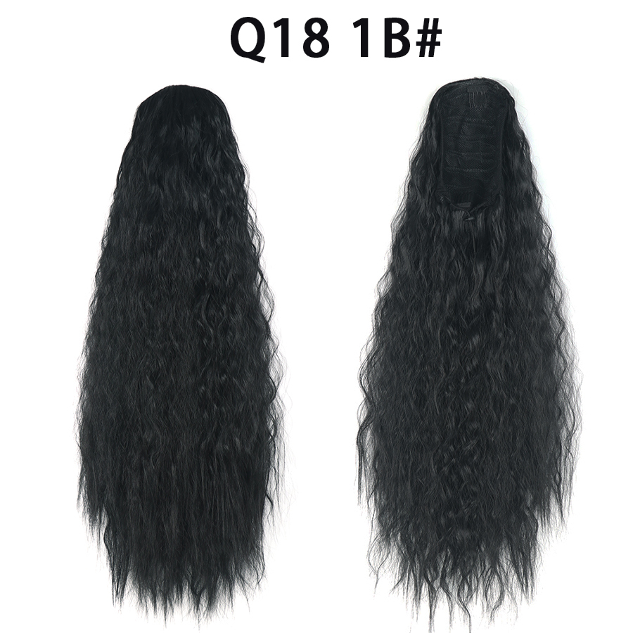 22 Inch 120Grams  Drawstring Ponytail Extension Curly Wave Long Ponytail Hair Extension Synthetic Corn Wavy Drawstring Ponytail Extensions