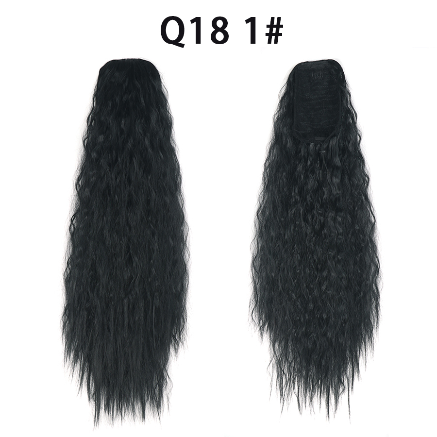 22 Inch 120Grams  Drawstring Ponytail Extension Curly Wave Long Ponytail Hair Extension Synthetic Corn Wavy Drawstring Ponytail Extensions