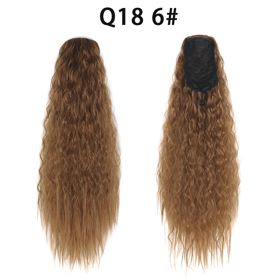 22 Inch 120Grams  Drawstring Ponytail Extension Curly Wave Long Ponytail Hair Extension Synthetic Corn Wavy Drawstring Ponytail Extensions