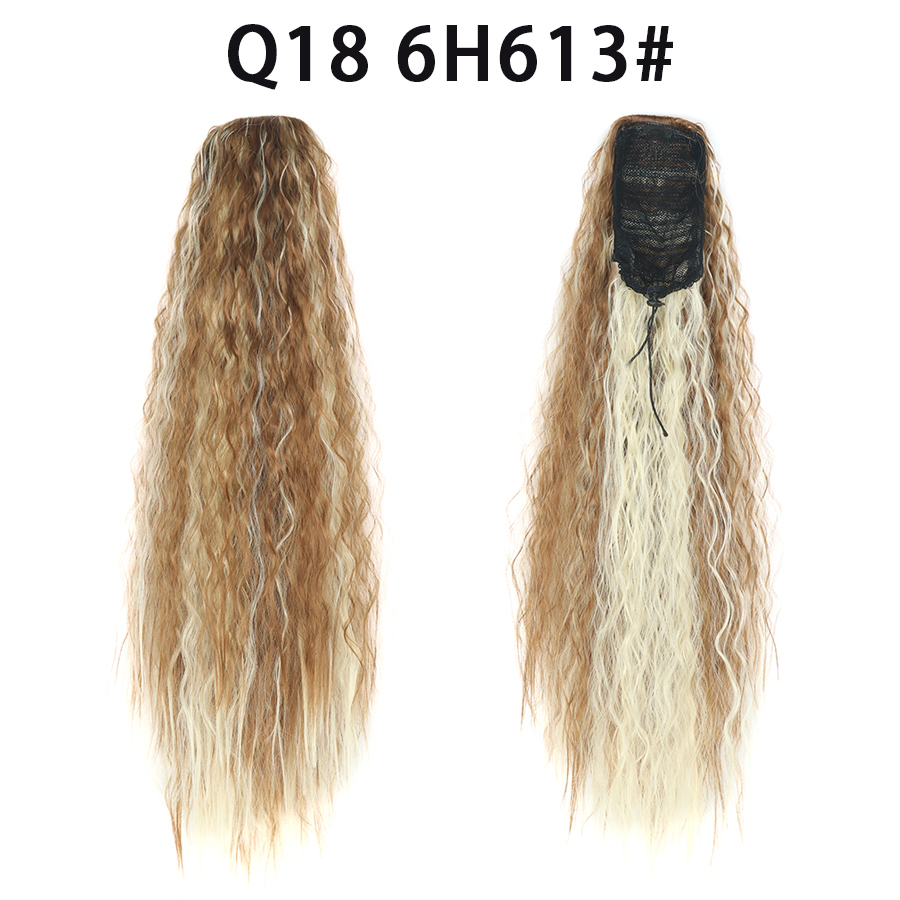 22 Inch 120Grams  Drawstring Ponytail Extension Curly Wave Long Ponytail Hair Extension Synthetic Corn Wavy Drawstring Ponytail Extensions