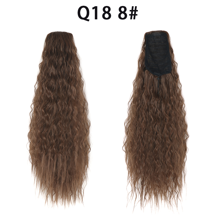 22 Inch 120Grams  Drawstring Ponytail Extension Curly Wave Long Ponytail Hair Extension Synthetic Corn Wavy Drawstring Ponytail Extensions