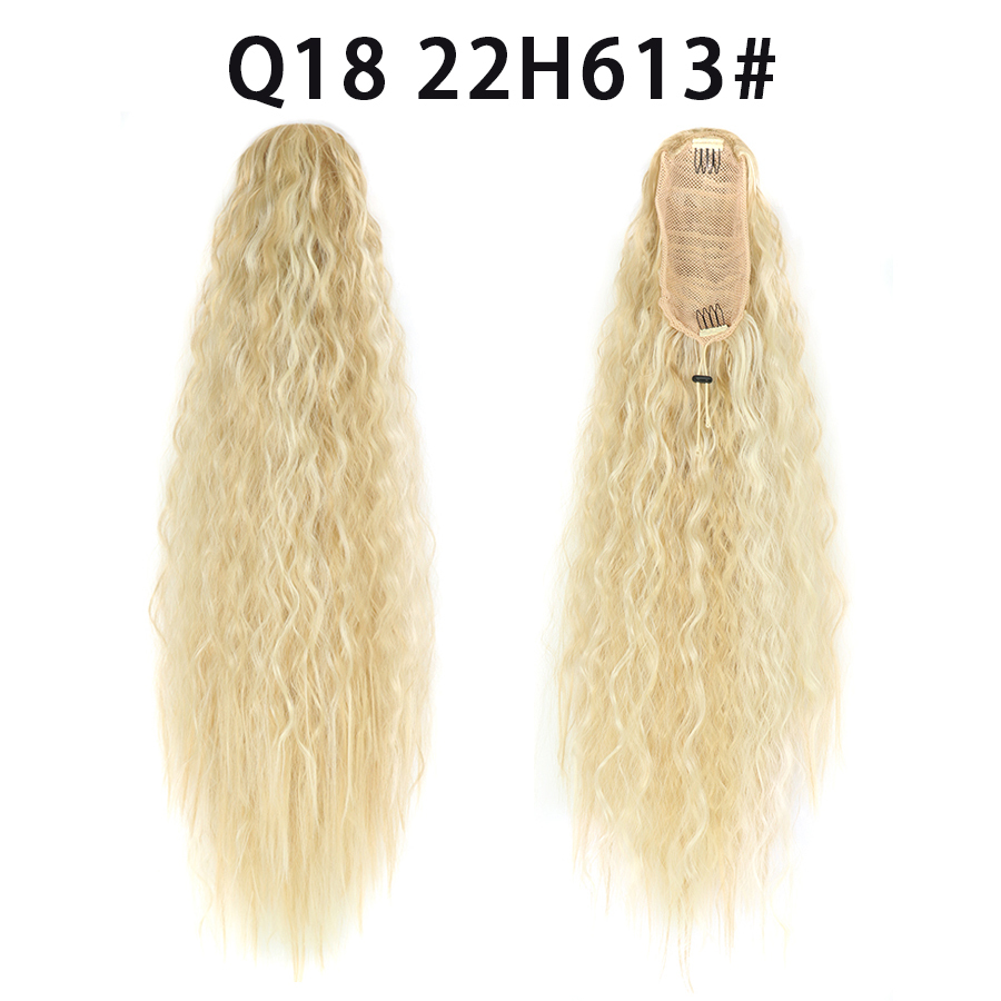 22 Inch 120Grams  Drawstring Ponytail Extension Curly Wave Long Ponytail Hair Extension Synthetic Corn Wavy Drawstring Ponytail Extensions