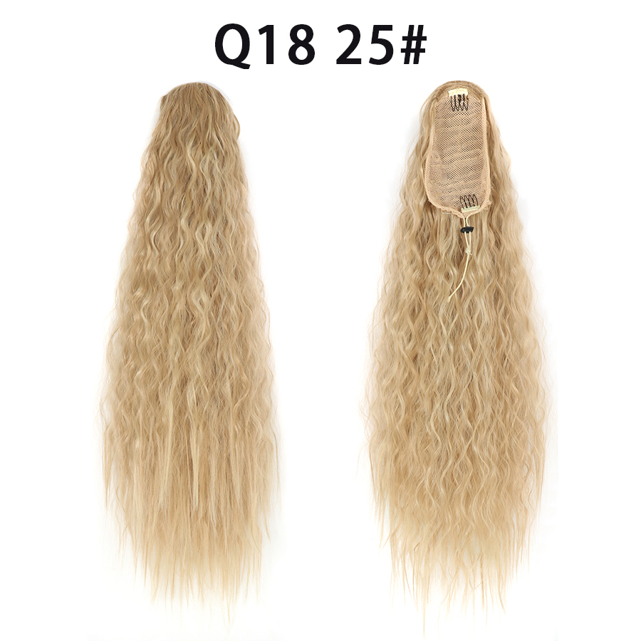 22 Inch 120Grams  Drawstring Ponytail Extension Curly Wave Long Ponytail Hair Extension Synthetic Corn Wavy Drawstring Ponytail Extensions