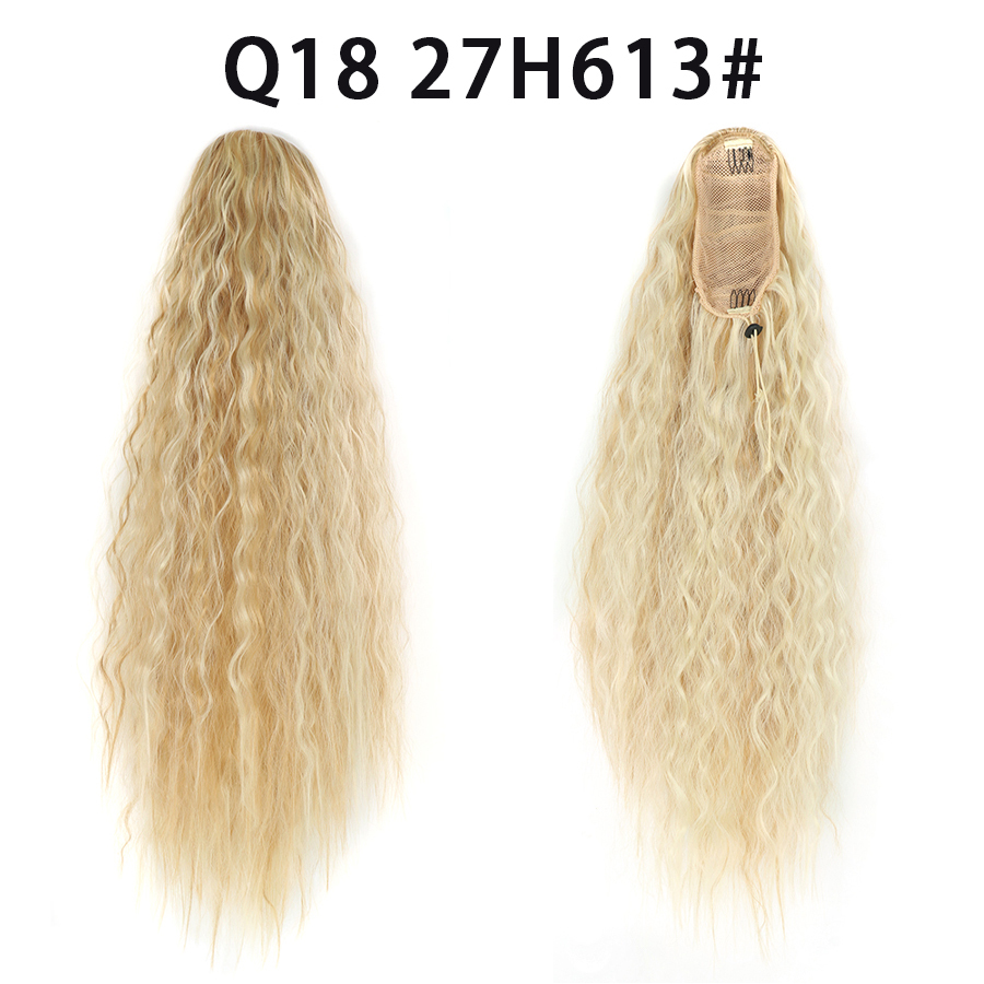 22 Inch 120Grams  Drawstring Ponytail Extension Curly Wave Long Ponytail Hair Extension Synthetic Corn Wavy Drawstring Ponytail Extensions