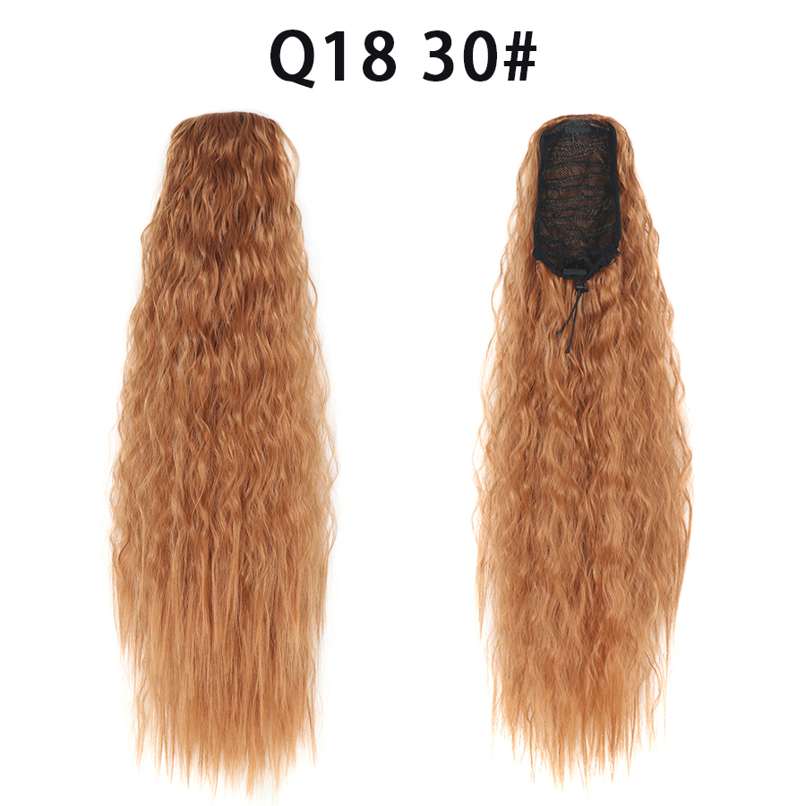 22 Inch 120Grams  Drawstring Ponytail Extension Curly Wave Long Ponytail Hair Extension Synthetic Corn Wavy Drawstring Ponytail Extensions