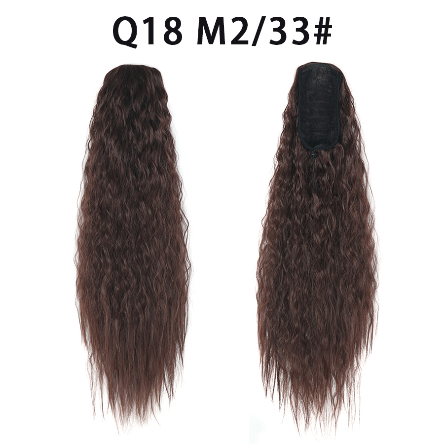 22 Inch 120Grams  Drawstring Ponytail Extension Curly Wave Long Ponytail Hair Extension Synthetic Corn Wavy Drawstring Ponytail Extensions