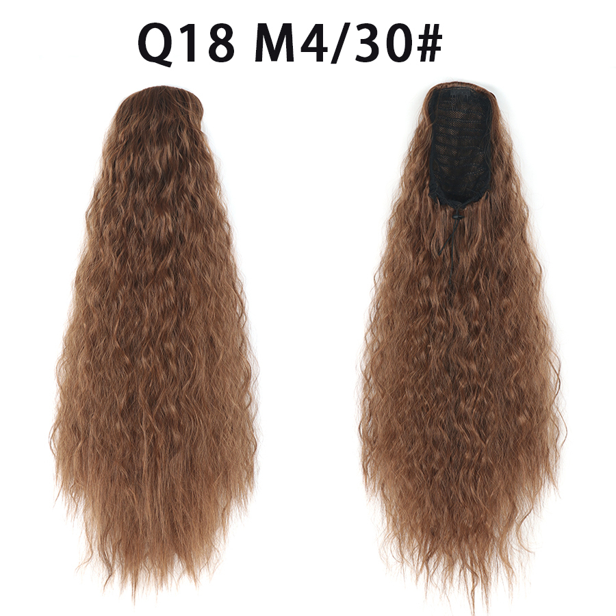 22 Inch 120Grams  Drawstring Ponytail Extension Curly Wave Long Ponytail Hair Extension Synthetic Corn Wavy Drawstring Ponytail Extensions