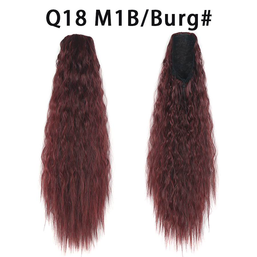 22 Inch 120Grams  Drawstring Ponytail Extension Curly Wave Long Ponytail Hair Extension Synthetic Corn Wavy Drawstring Ponytail Extensions