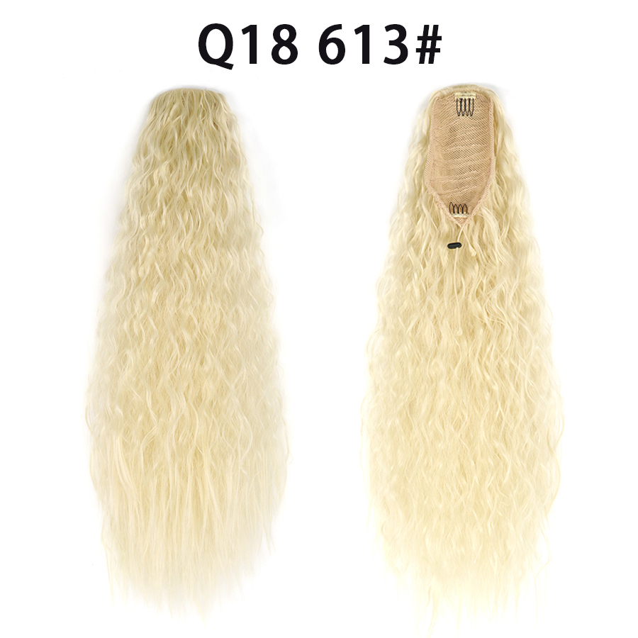 22 Inch 120Grams  Drawstring Ponytail Extension Curly Wave Long Ponytail Hair Extension Synthetic Corn Wavy Drawstring Ponytail Extensions