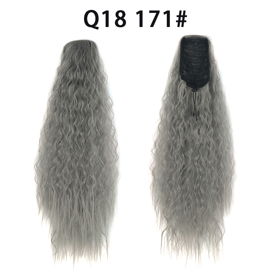 22 Inch 120Grams  Drawstring Ponytail Extension Curly Wave Long Ponytail Hair Extension Synthetic Corn Wavy Drawstring Ponytail Extensions