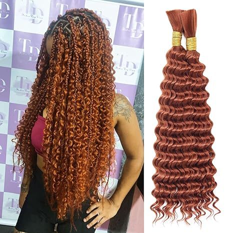 Brown #33  Deep Wave Hair Bulk Human Hair For Braiding  No Weft Human Hair Bundles Women Boho Braids Braiding Hair