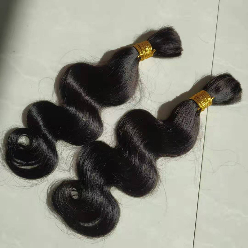 Natural Black Body Wave for Braiding  Brazilian Virgin No Weft Brazilian Remy Hair Extensions 1000g/Pcs/Pack