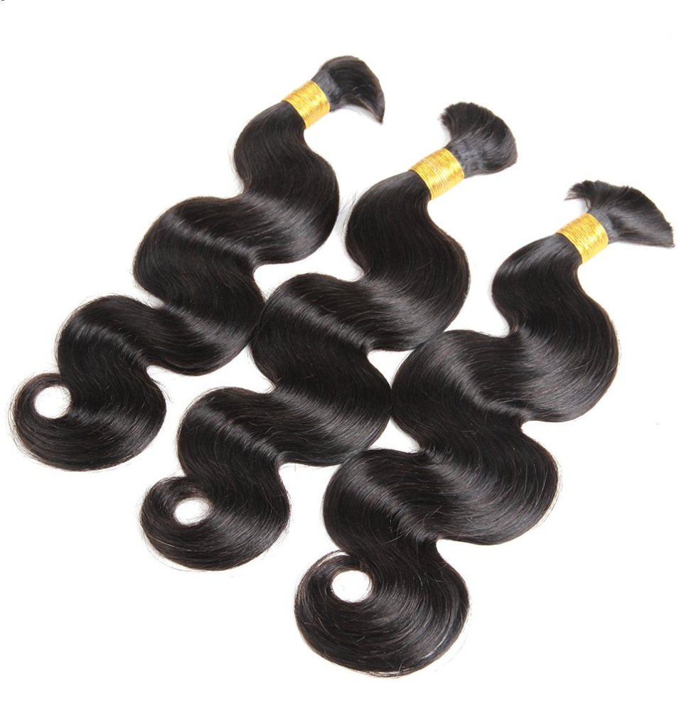 Natural Black Body Wave for Braiding  Brazilian Virgin No Weft Brazilian Remy Hair Extensions 1000g/Pcs/Pack