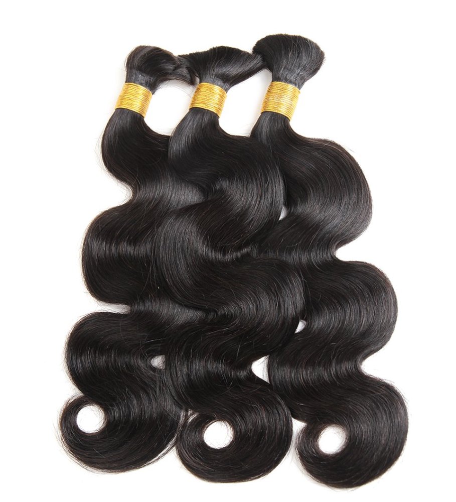 Natural Black Body Wave for Braiding  Brazilian Virgin No Weft Brazilian Remy Hair Extensions 1000g/Pcs/Pack