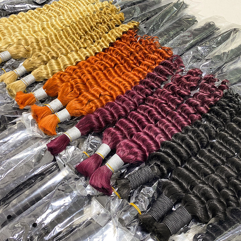 Honey Blonde 27  Deep Wave Hair Bulk Human Hair For Braiding  No Weft Human Hair Bundles Women Boho Braids Braiding Hair