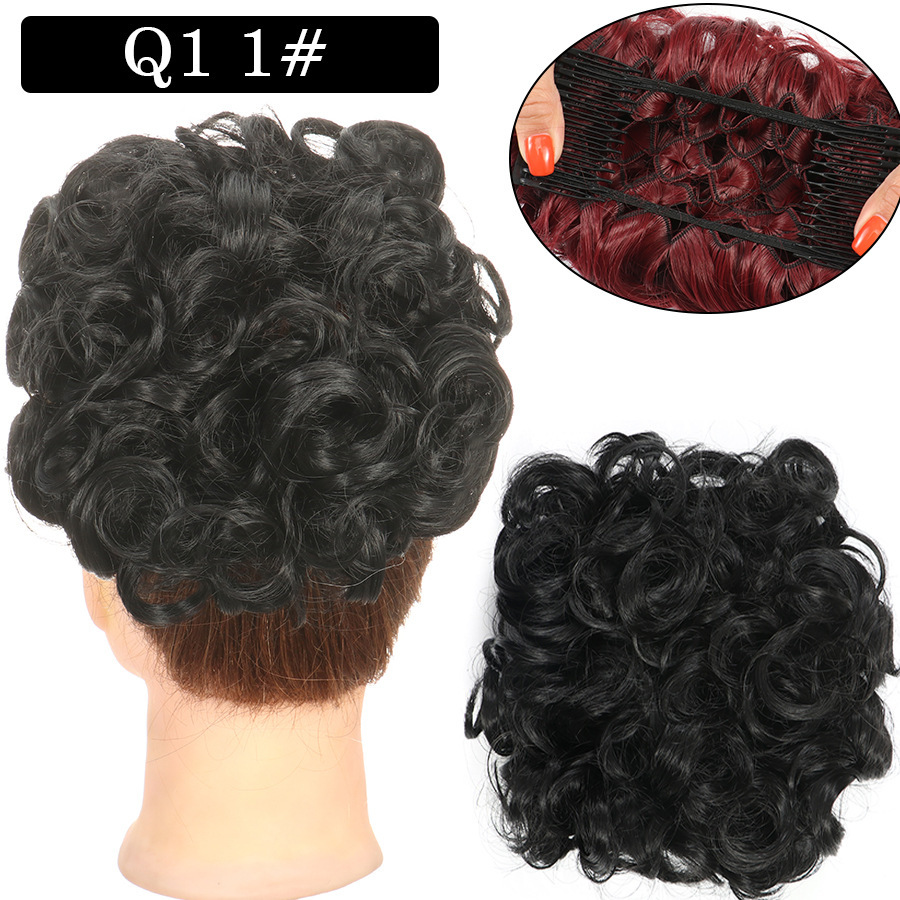 Messy Bun Large Comb Clips In Curly Hair Extension Fake False Synthetic Pieces Chignon Women Updo Cover Hairpiec