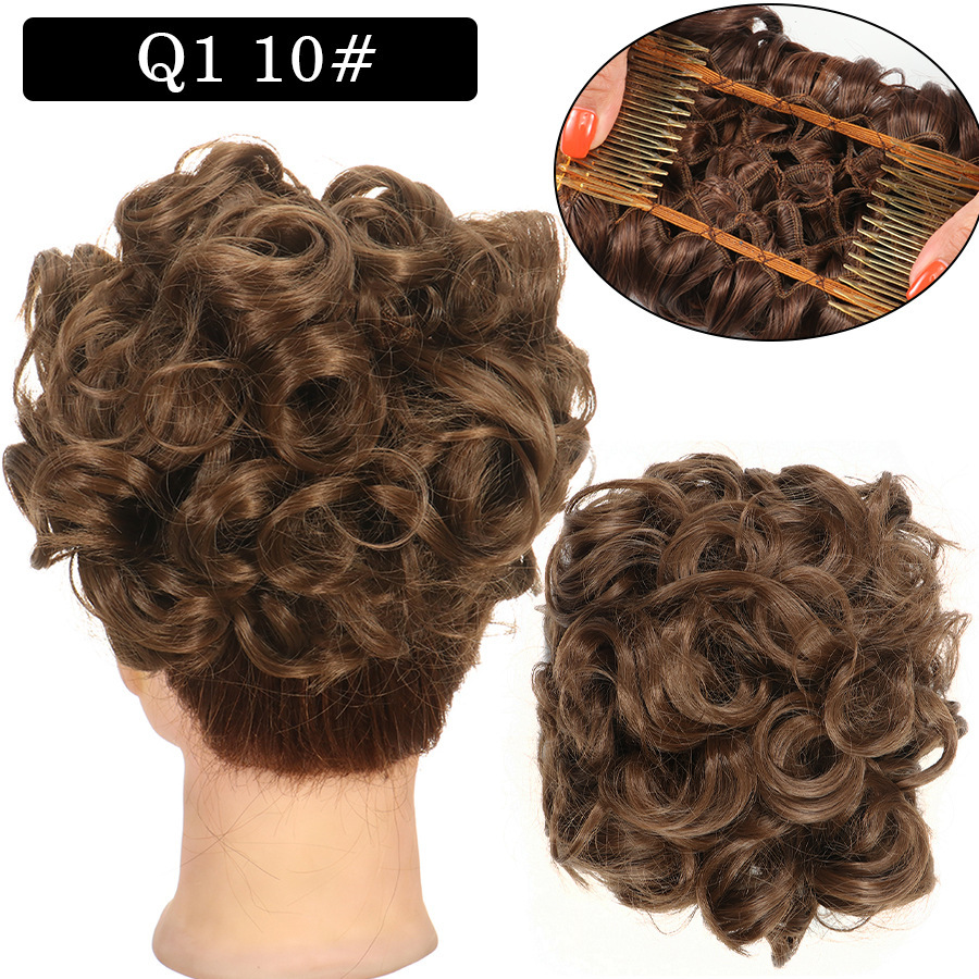 Messy Bun Large Comb Clips In Curly Hair Extension Fake False Synthetic Pieces Chignon Women Updo Cover Hairpiec