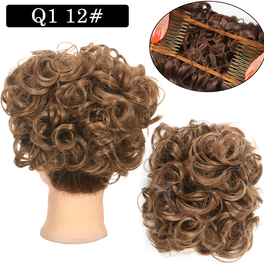Messy Bun Large Comb Clips In Curly Hair Extension Fake False Synthetic Pieces Chignon Women Updo Cover Hairpiec